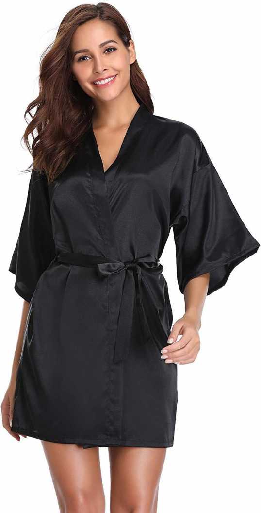 Plain Cream Sexy Satin Bathrobe Wrap Kimono Dressing Gown Robe – Just For  You Boutique®